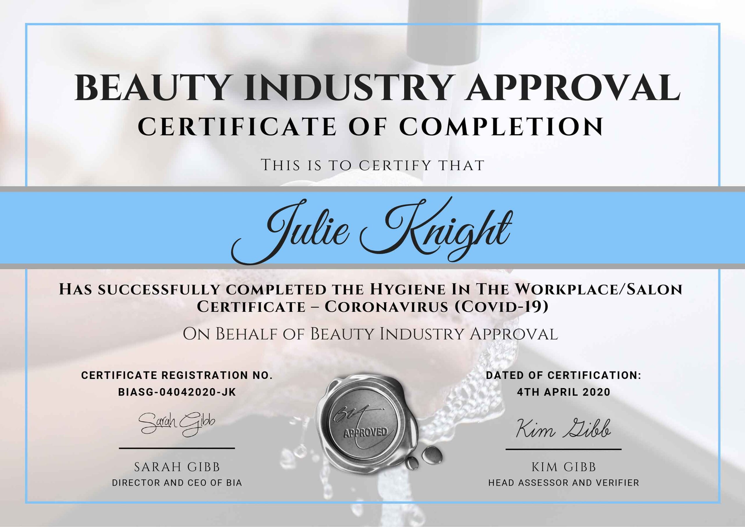 Julie-Knight-BIA-Covid-19--certificate