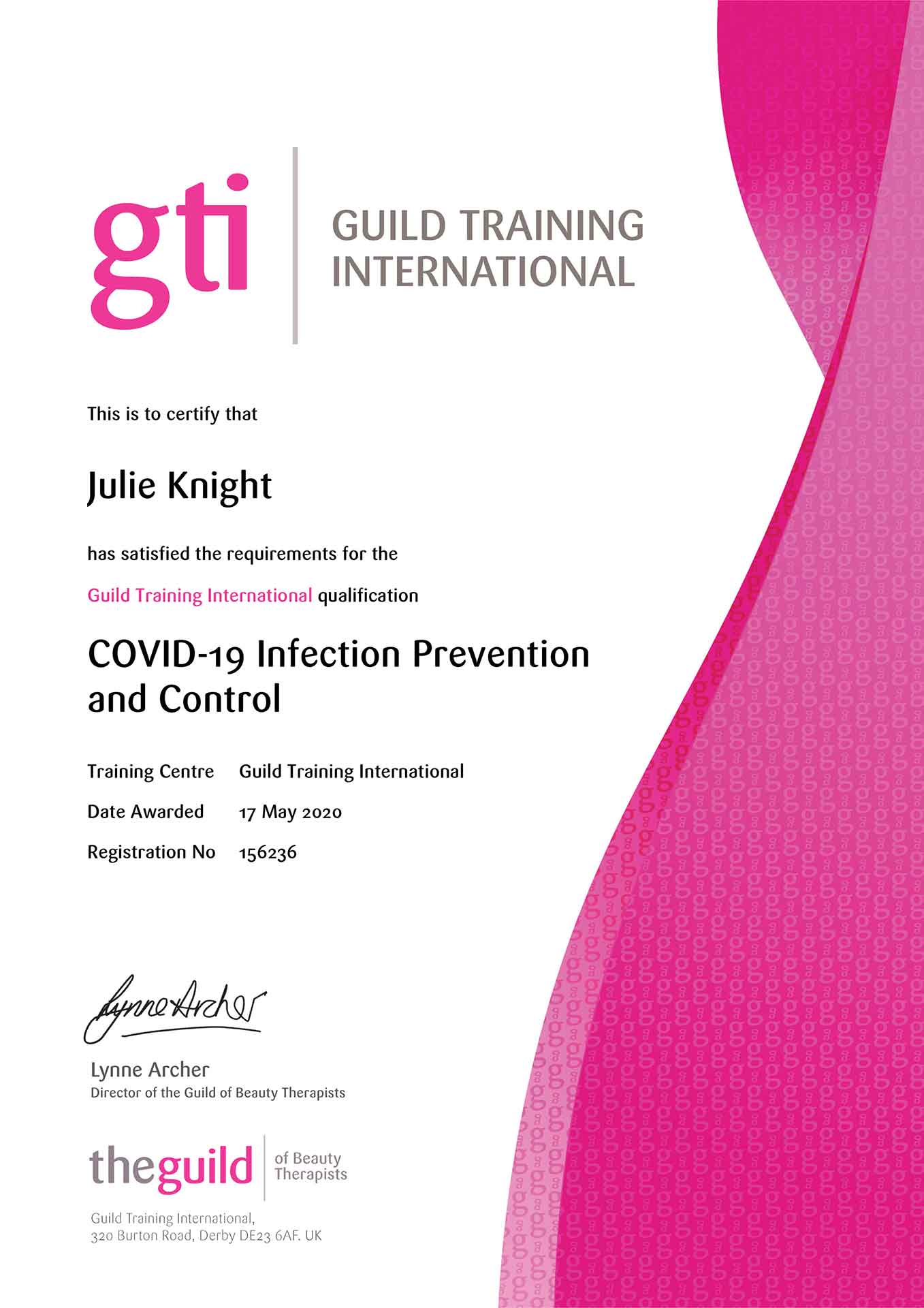 Julie-Knight-COVID-19-Infection-Prevention-and-Control-GTi-Certificate