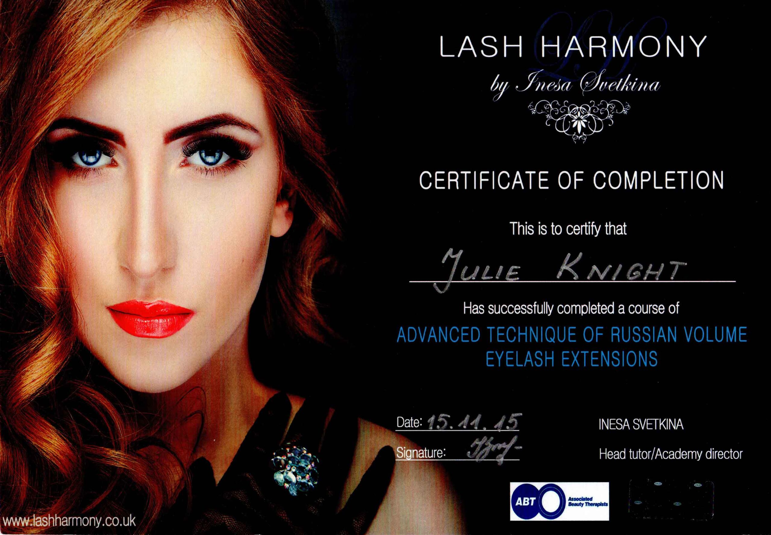 Julie-Knight-Lash-Harmony-Volume-Certificate