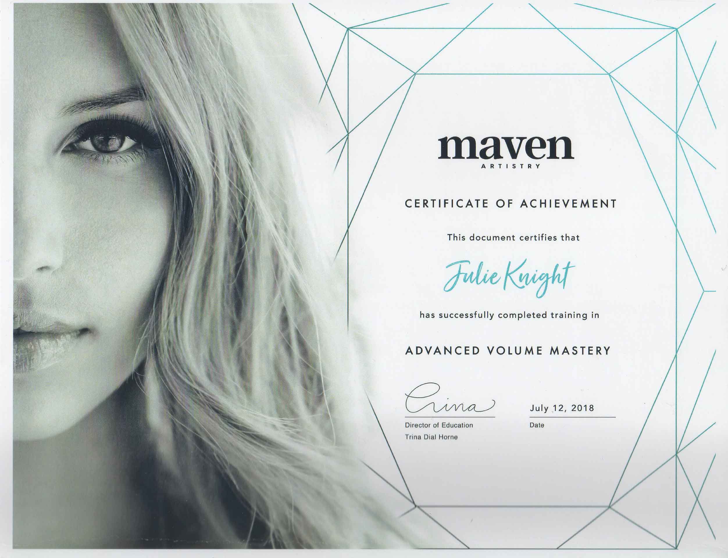 Julie-Knight-Maven-Artistry-Advanced-Volume-Artistry-Certificate